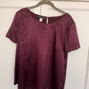Short Sleeve Satin Top - Plum